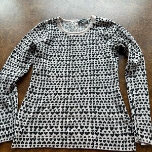 Saks Fifth Avenue Cream Sweater with Black Heart Print